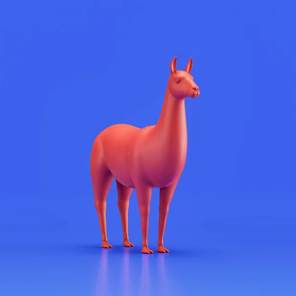 Llama monochrome single color animal toy made of red plastic, single animal from angle view, animal, 3d rendering, nobody