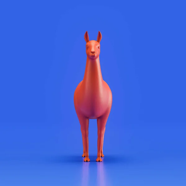 Llama monochrome single color animal toy made of red plastic, single animal from front view, animal, 3d rendering, nobody