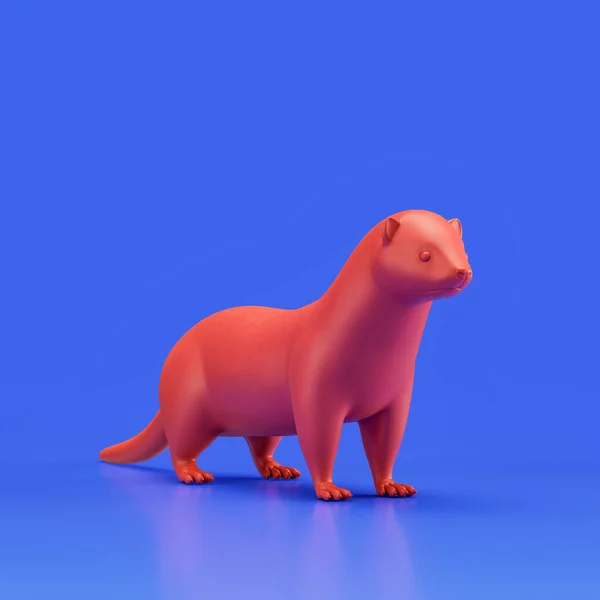 Mink monochrome single color animal toy made of red plastic, single animal from angle view, animal, 3d rendering, nobody