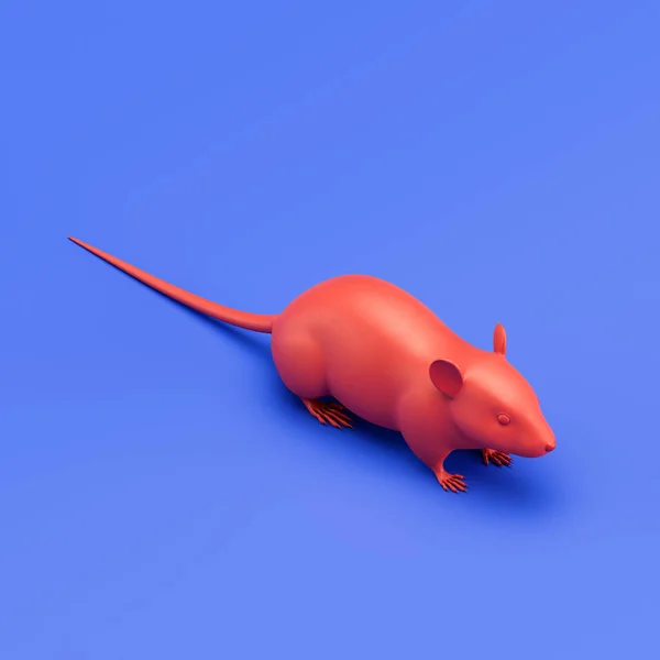 Mouse monochrome single color animal toy made of red plastic, domestic animal from isometric view, pet, 3d rendering, nobody