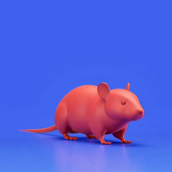 Mouse monochrome single color animal toy made of red plastic, domestic animal from angle view, pet, 3d rendering, nobody