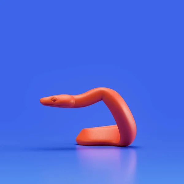 Python monochrome single color animal toy made of red plastic, single animal from front view, animal, 3d rendering, nobody