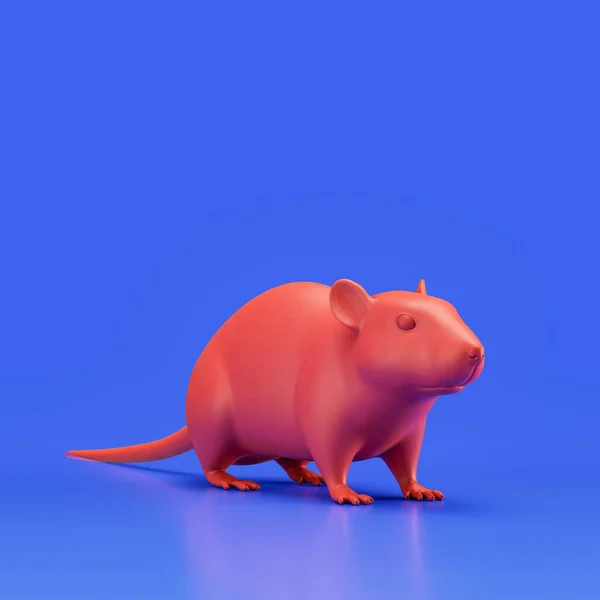 Rat monochrome single color animal toy made of red plastic, single animal from angle view, animal, 3d rendering, nobody