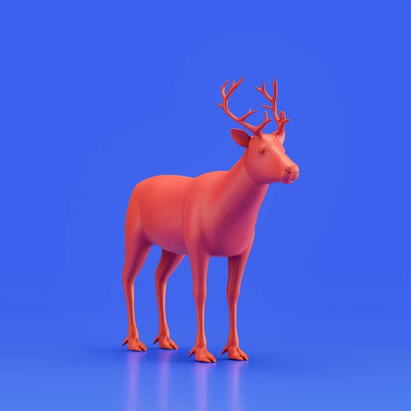 Reindeer monochrome single color animal toy made of red plastic, single animal from angle view, animal, 3d rendering, nobody