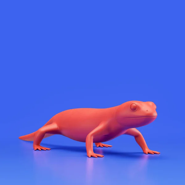 Salamander monochrome single color animal toy made of red plastic, single animal from angle view, animal, 3d rendering, nobody