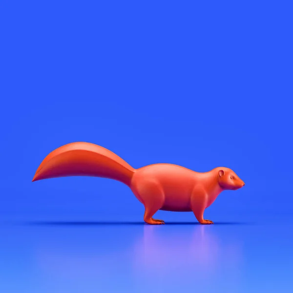 Skunk monochrome single color animal toy made of red plastic, single animal from side view, profile, animal, 3d rendering, nobody