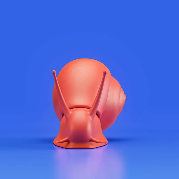 Snail monochrome single color animal toy made of red plastic, single animal from front view, animal, 3d rendering, nobody
