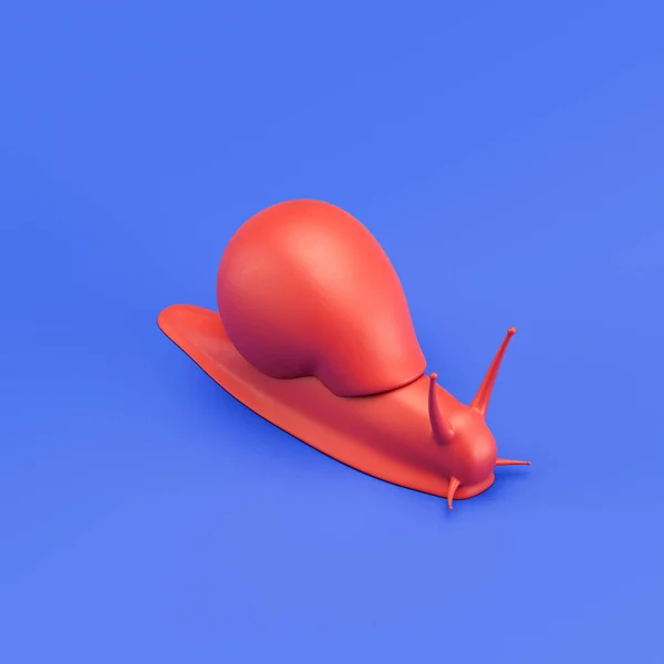 Snail monochrome single color animal toy made of red plastic, single animal from isometric view, animal, 3d rendering, nobody