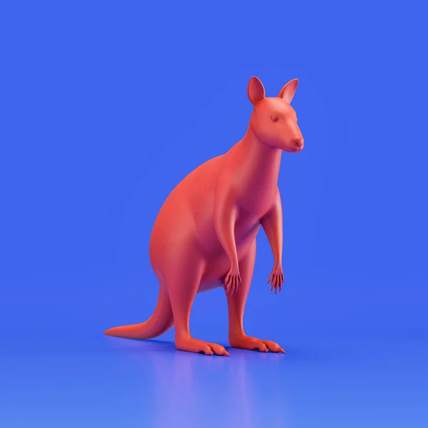 Wallaby monochrome single color animal toy made of red plastic, single animal from angle view, animal, 3d rendering, nobody