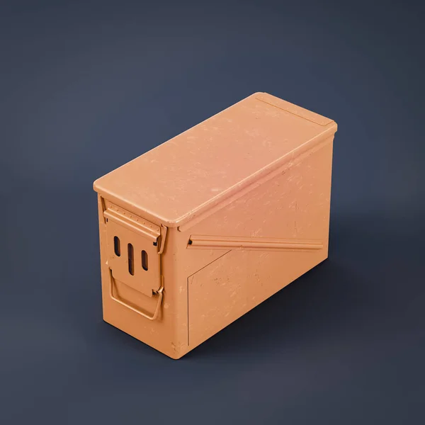 Monochrome single color yellow military ammo box, ammunition box, 3d illustration, nobody