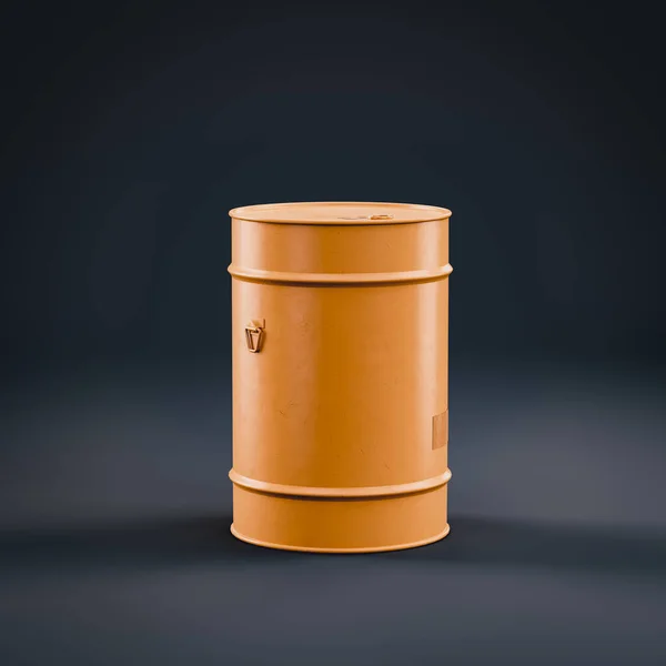 Monochrome single color yellow military gasoline barrel, black color fuel container, 3d illustration, nobody