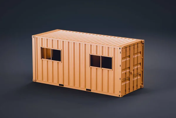 Monochrome single color yellow shipping container shelter, military shelter, 3d illustrations, nobody