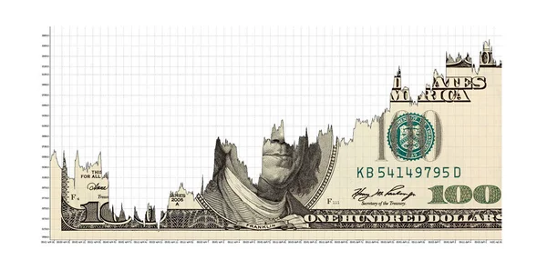 Stock Chart Rising Dollar Isolated White Background — Stock Photo, Image