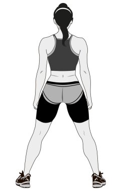 Rear view sportswoman woman in shorts beautiful athletic body