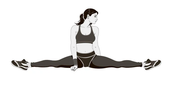 Ununterbrochene Linienzeichnung Von Yoga Frauen Posen Vektorillustration — Stockvektor