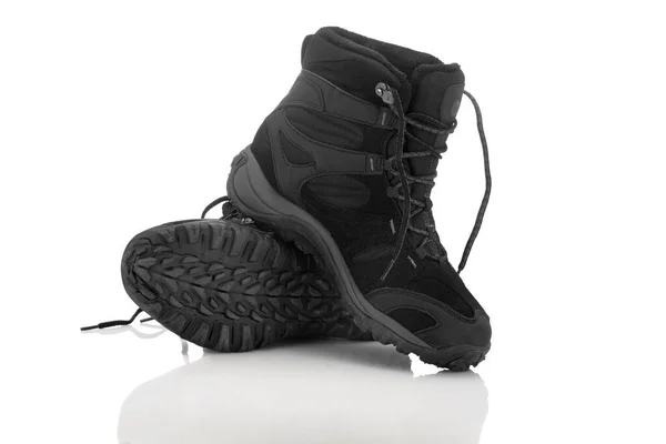 Sapatos Resistentes Para Caminhadas Terrenos Acidentados Isolados Fundo Branco — Fotografia de Stock