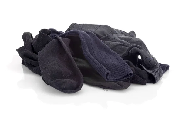Tragen Eines Bündels Ungewaschener Socken Isoliert Auf Weißem Hintergrund — Stockfoto