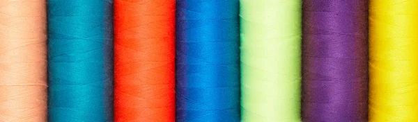 Tekstura Kolorowych Nici Rany Cewce — Zdjęcie stockowe