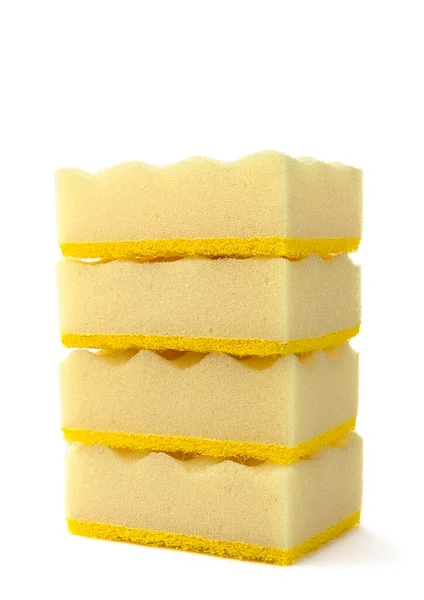 Stack Yellow Synthetic Washcloths — Stock Photo, Image