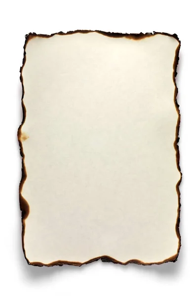 Verbrand Papier Geïsoleerd Een Witte Achtergrond Brand Leeg Leeg — Stockfoto