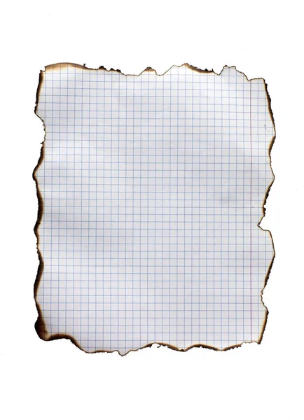 Spalonego Papieru Białym Tle Liść Wyrwany Notebooka — Zdjęcie stockowe