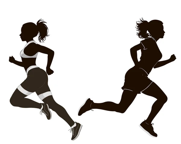 Τρέχοντας Γυναίκα Αφηρημένο Διανυσματικό Σιλουέτα Πλαϊνή Όψη — Διανυσματικό Αρχείο
