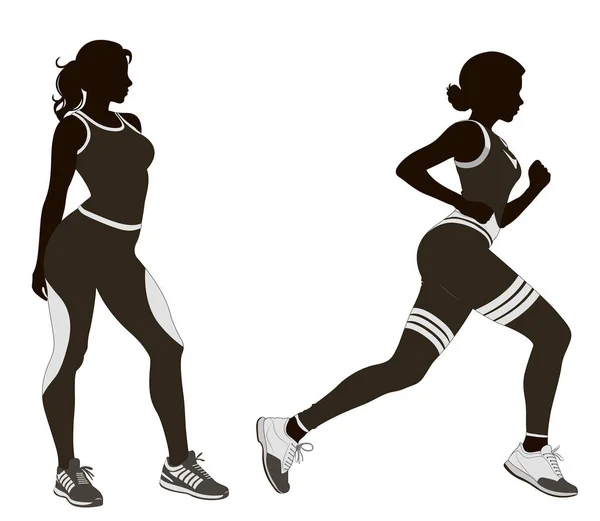 Τρέχοντας Γυναίκα Αφηρημένο Διανυσματικό Σιλουέτα Πλαϊνή Όψη — Διανυσματικό Αρχείο