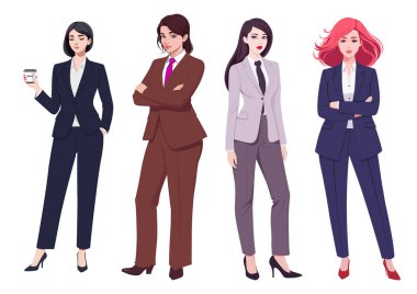 İş elbiselerinde profesyonel kadın liderlerin vektör illüstrasyonu