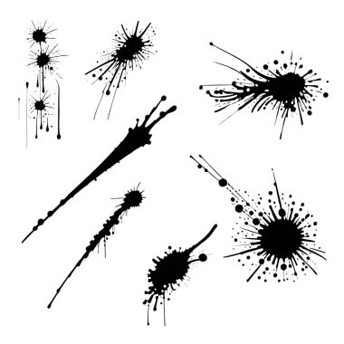 Siyah mürekkep lekelerini zarifçe yaymanın vektör çizimi