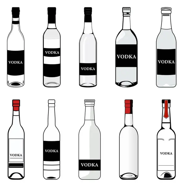 Vector Afbeelding Van Wodka Fles Gestileerde Pictogrammen Stockillustratie