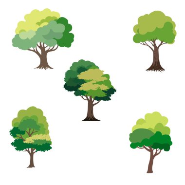 Yeşil ağaçlardan oluşan vektör ağacı yaprak döken bitkiler.