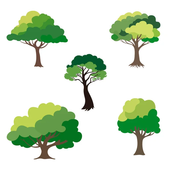 Набор Векторных Деревьев Лиственных Растений Лицензионные Стоковые Иллюстрации