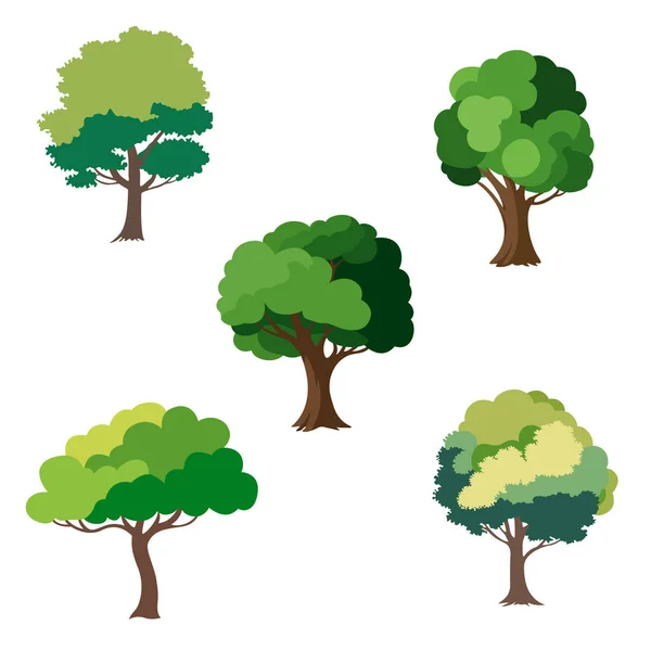 Набор Векторных Деревьев Лиственных Растений Векторная Графика