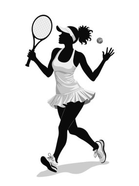 Bir bayan tenisçinin silueti inanılmaz atletizmini ve dinamik spor hareketlerini güzel bir şekilde sergiliyor.