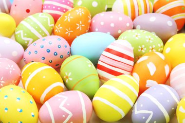 Background of colorful eggs . Easter day concept