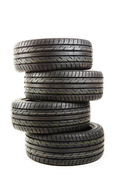 Car tires isolated on white background