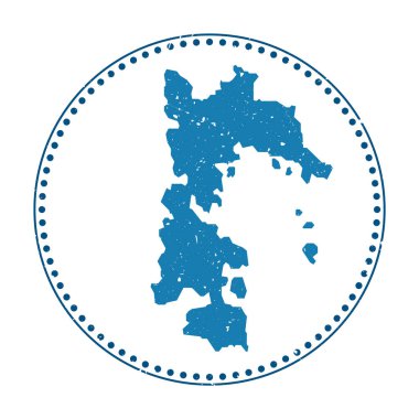 Patmos sticker. Travel rubber stamp with map of island, vector illustration. Can be used as insignia, logotype, label, sticker or badge of the Patmos.
