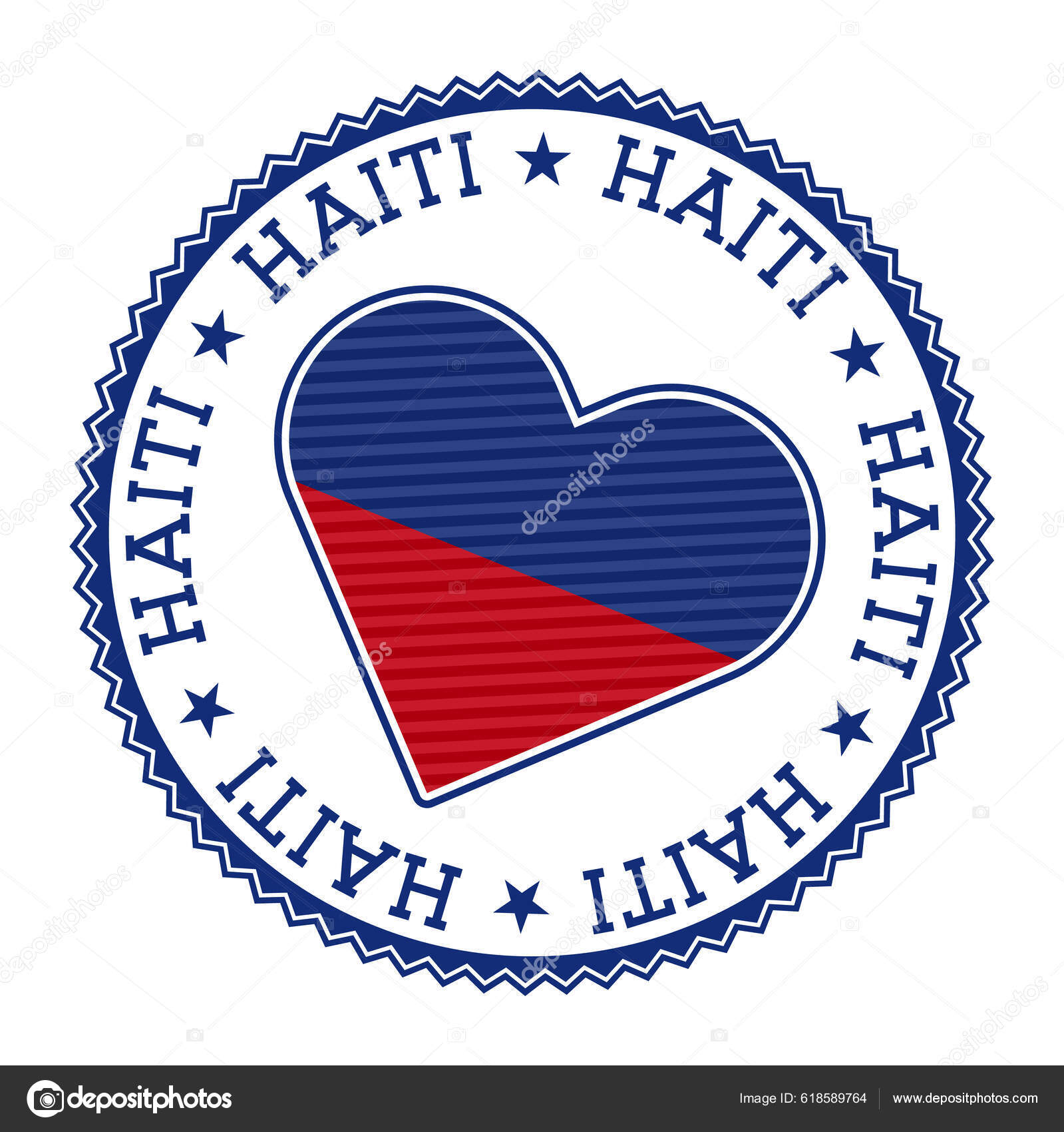 Haiti Heart Badge Vector Logo Haiti Name Country French Language.