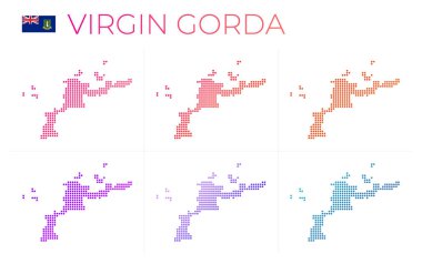 Virgin Gorda dotted map set. Map of Virgin Gorda in dotted style. Borders of the island filled with beautiful smooth gradient circles. Awesome vector illustration.