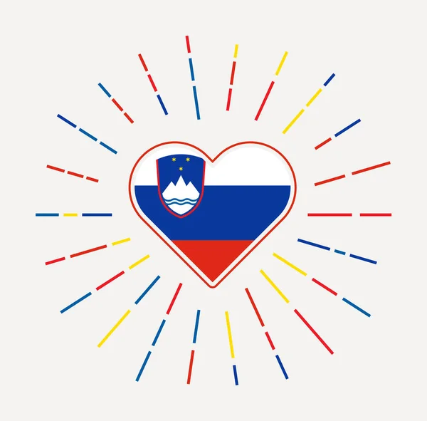Серце Словенії Прапором Країни Спалах Навколо Словенського Серцевого Знаку Приклад — стоковий вектор