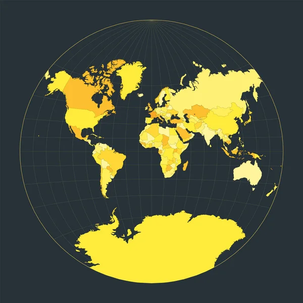 Mapa Mundo Projecção Van Der Grinten Ilustração Futurista Mundo Para — Vetor de Stock