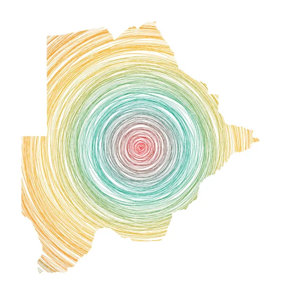 Botswana Map Filled Concentric Circles Sketch Style Circles Shape Country — Archivo Imágenes Vectoriales