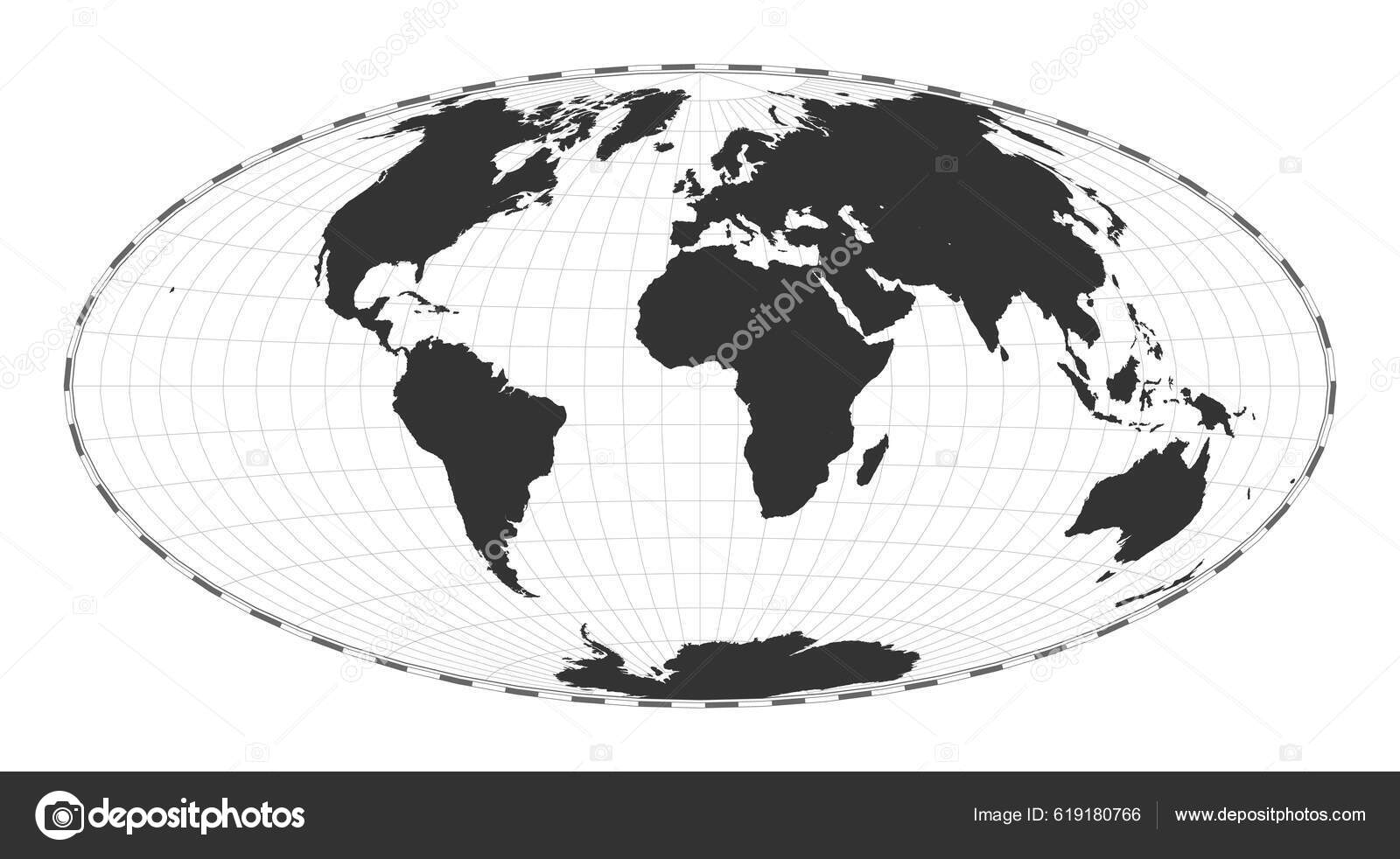 Vettoriale stockVector World Map Hammer Projection Plan World ...