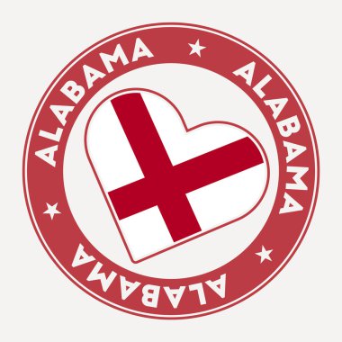 Alabama heart flag badge. From Alabama with love logo. Support the us state flag stamp. Vector illustration. clipart