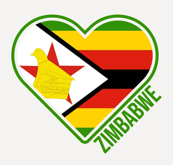 Zimbabwe Heart Flag Badge Made Love Zimbabwe Logo Flag Country — Stock Vector