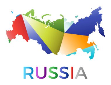 Bright colored Russia shape. Multicolor geometric style country logo. Modern trendy design. Beautiful vector illustration.