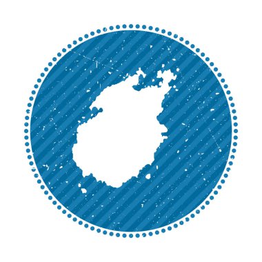 Paros striped retro travel sticker. Badge with map of island, vector illustration. Can be used as insignia, logotype, label, sticker or badge of the Paros.