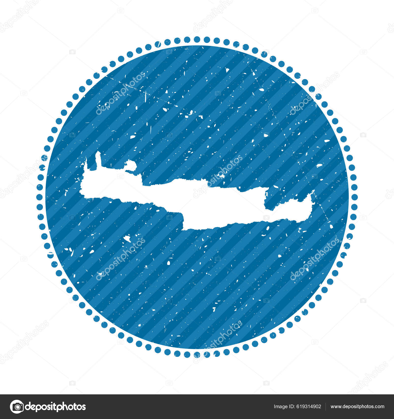 Crete Striped Retro Travel Sticker Badge Map Island Vector Illustration ...