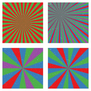 Artistic vintage backgrounds. Abstract sunburst covers with radial rays. Trendy vector illustration.