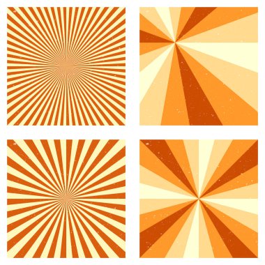 Astonishing vintage backgrounds. Abstract sunburst covers with radial rays. Authentic vector illustration.